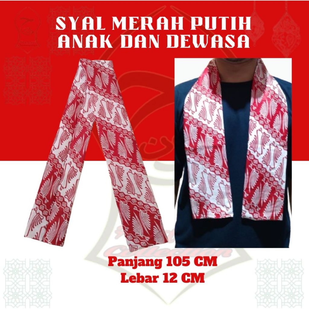 Syal Selendang Batik Merah Putih Perlengkapan Agustusan/Cukin batik merah putih/Syal merah putih bat
