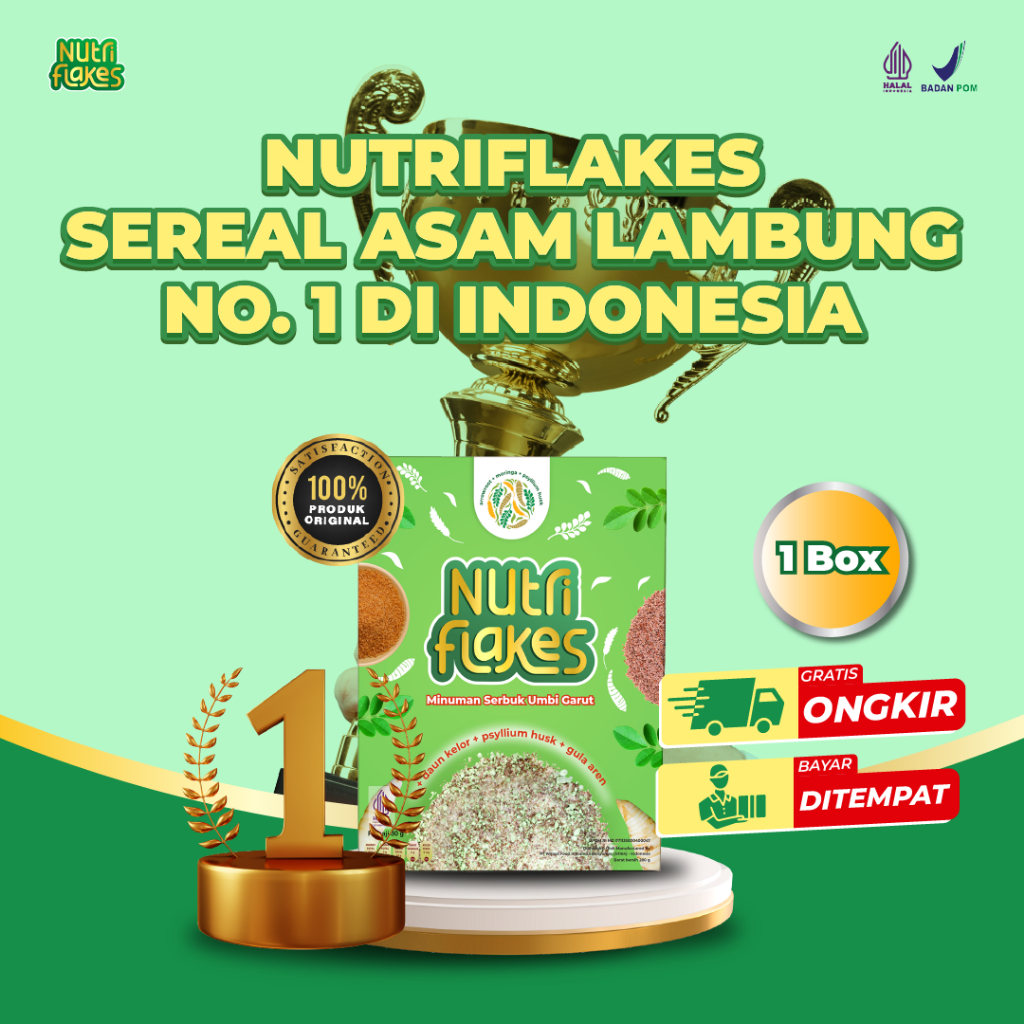 

Nutriflakes Sereal Umbi Garut Solusi Asam Lambung 1 Box