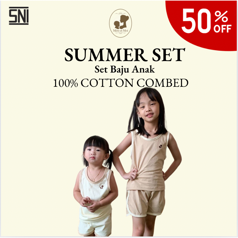 MERE ET MOI CLOTHING SUMMER SET | BAJU RUMAH ANAK ATASAN BAWAHAN SET BAHAN KATUN KAOS COMBED