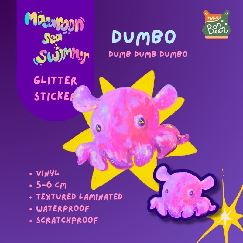 

Sticker Dumbo Octopus Gurita Diecut Toko Bonbeen Macaroon Sea Swimmer Stiker Series