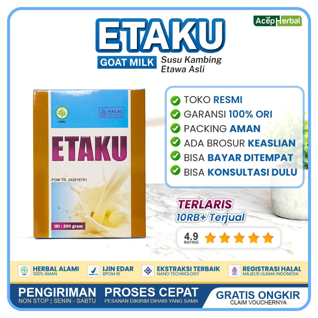 

PROMO (1 BOX) - Etaku Goat Milk Susu Kambing Etawa Bubuk Murni Walatra Etaku BPOM HALAL