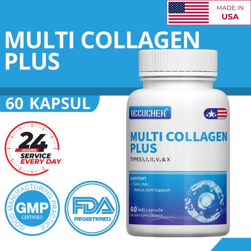 Multi Kolagen - Kapsul Kolagen Tipe I,II,III, V&X - Campuran Kapsul Peptida Kolagen, 60 Kapsul