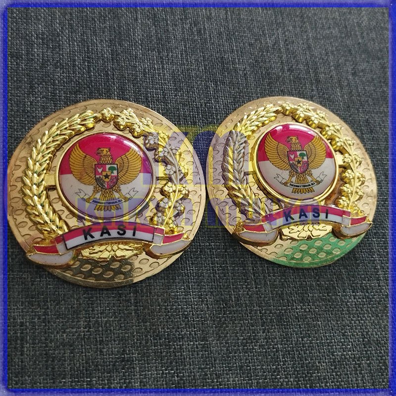 Lencana Pin Logo Kasih Perangkat Desa Pin Atribut Perangkat Desa Padi Kapas Model Bulat - Karya Muly