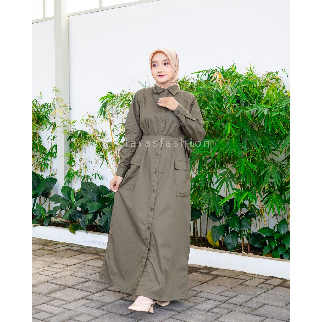 Mistiten - Long Dress Wanita Gamis Katun Army Misti10
