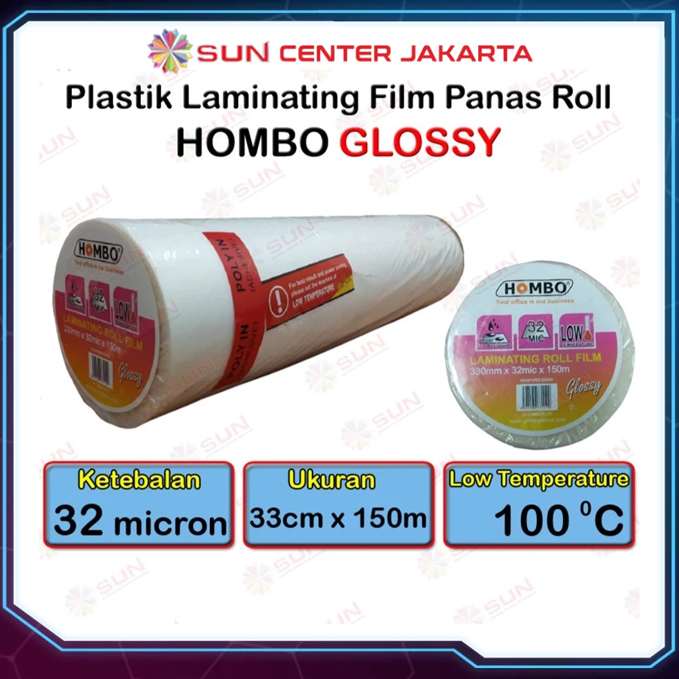 

KODE X54N Plastik Laminating Panas Roll Hombo 32 micron GKTech 28 mic21mic 33 cm x 15 m Glossy Doff Low Temperature untuk mesin Laminating laminasi panas roll