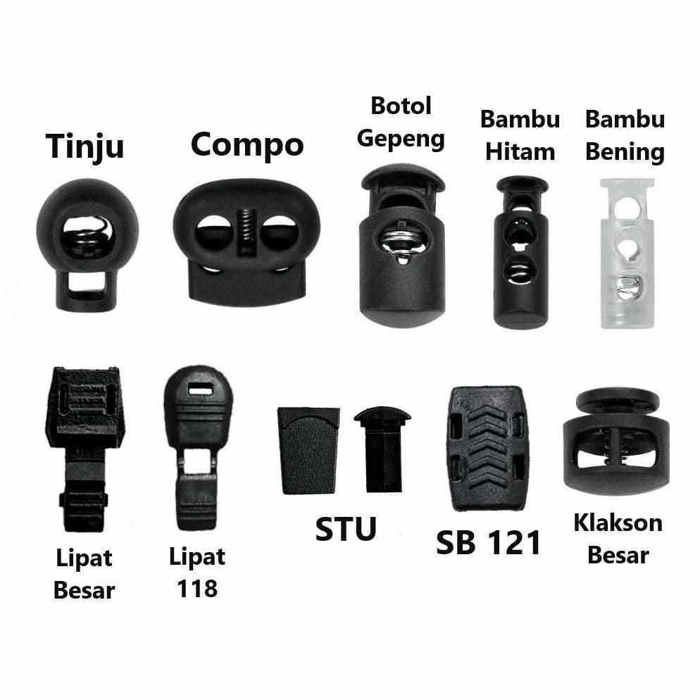 KODE J4S Stopper Ujung Tali Per Pack Stoper BulatBotolCompoKlaksonLipat Tali Tas Serut Tali Celana T