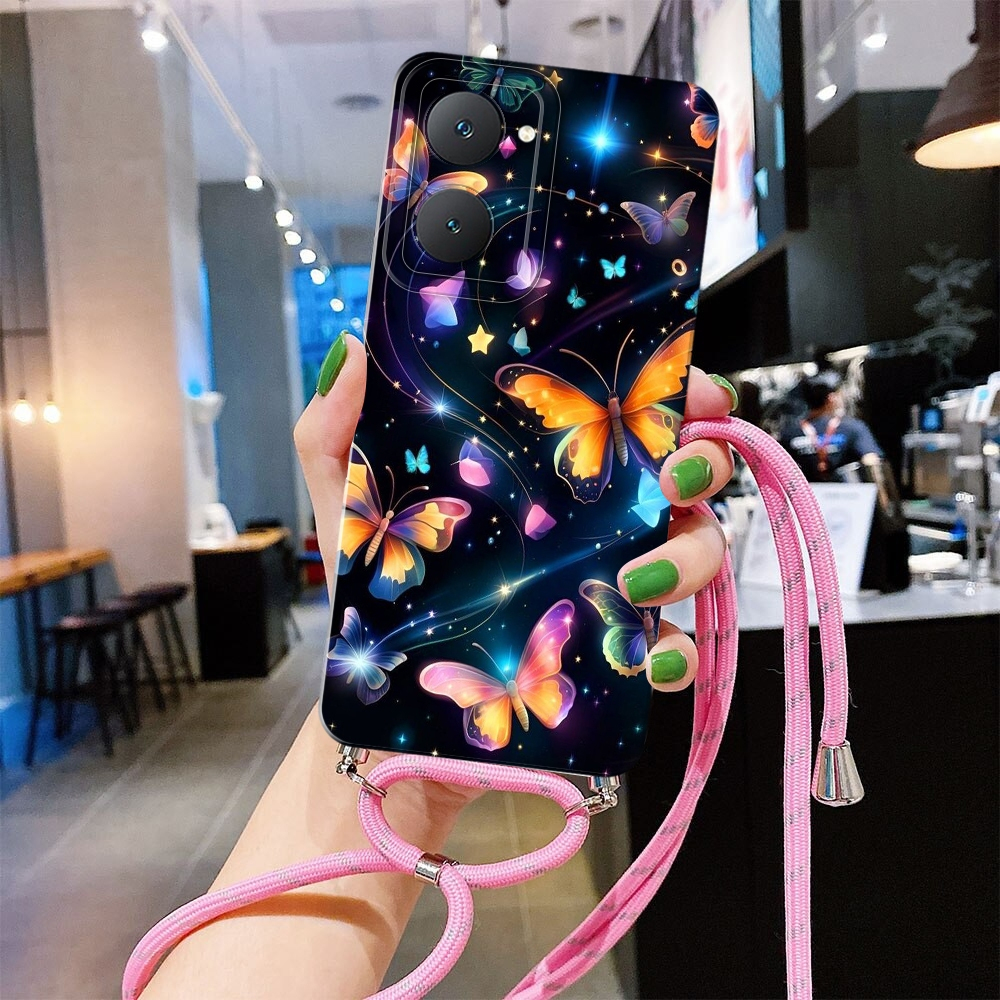 CM_Id8 Softcase Tali For Vivo Vivo Y20 - Y20s - Y12s Case Terabaru - Case Cantik - Case tali pink Mo