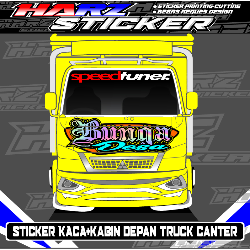 Stiker Kabin Depan Truk Canter-Stiker Hologram-Stiker Kaca-Stiker Bebas Request