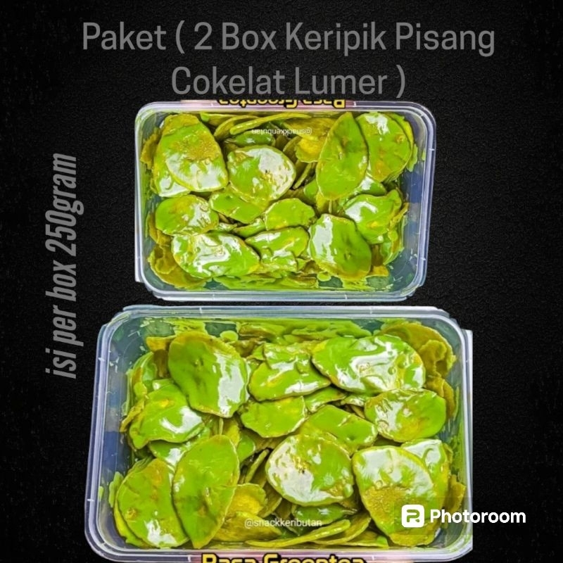 

2 Box Keripik Pisang Cokelat Lumer Greentea/ Keripik Pisang Termurah