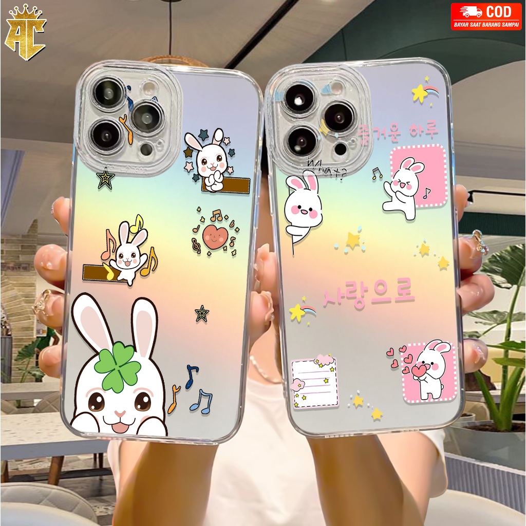 Case Hologram Samsung A14 A24 A34 A54 A22 M22 M32 A15 A25 A35 A55 Motif ( 3D RABBIT ) Softcase Holog