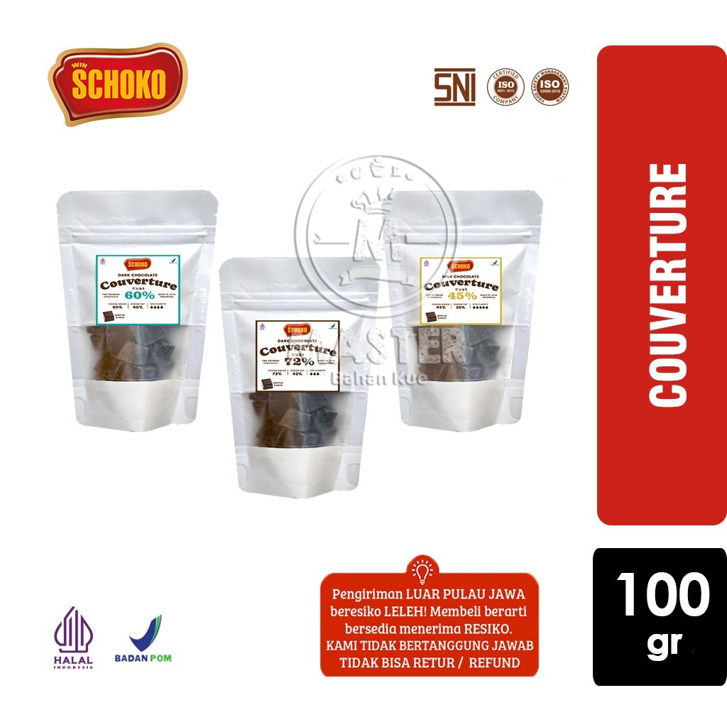 

SCHOKO Couverture Cube Chocolate Coklat Kovertur Bentuk Kubus Dadu [Repack 100g +Ice Gel]