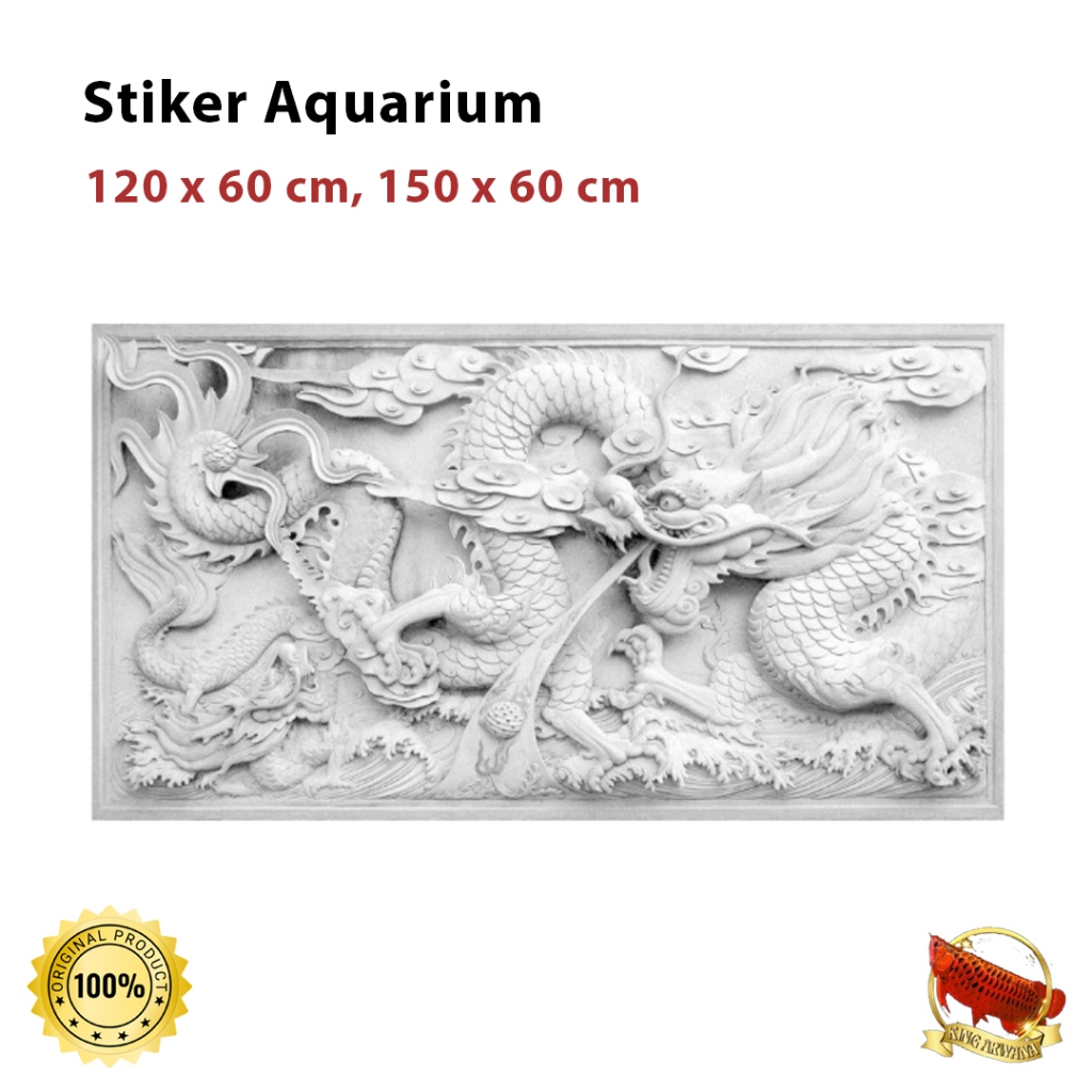 Stiker Aquarium Motif Naga Putih Background Aquarium Premium
