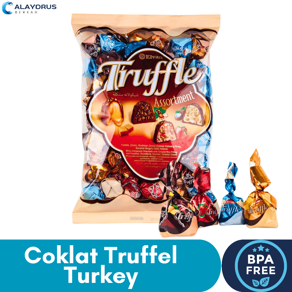 

Coklat Turki Truffle 500 Gram Elvan Premium Mix | Cokelat Arab Turkey Oleh oleh Haji Umroh Sehat