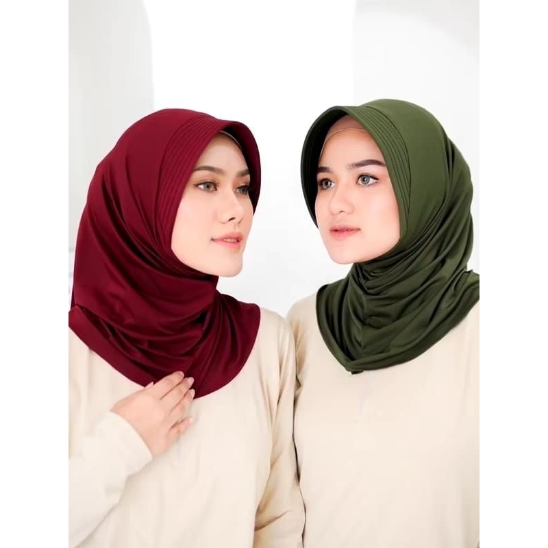 Jilbab Sport Jersey Premium/Bergo Instan Warna Fav