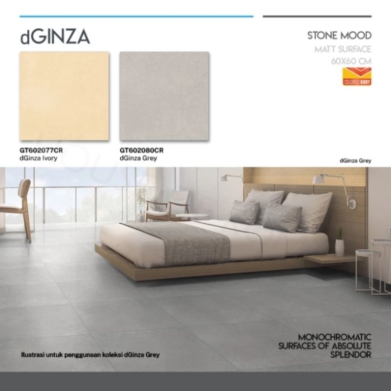 Roman Granit 60x60 dGinza Series (Design Mood) / Granit Lantai Kamar Tidur / Keramik Lantai Ruang Ma
