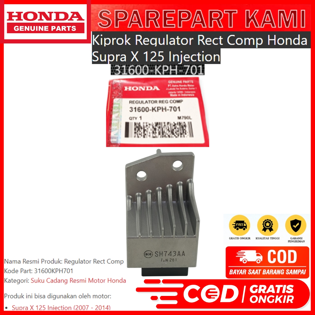 KIPROK REGULATOR RECT COMP HONDA SUPRA X 125 Injection (2007 - 2014) KPH 31600KPH701