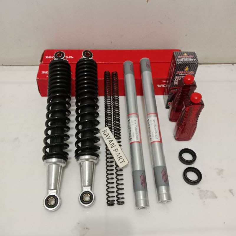 As shock depan+belakang Supra x 125 hlm in Supra x 125 fi sok+per+sil+oli+belakang KWB komplit