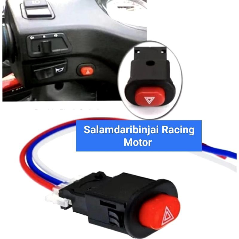 Saklar On Off Hazard Segitiga 3 Wayar Motor  Stang Mini Led Lampu Motor Beat Vario Supra Nmax MIO