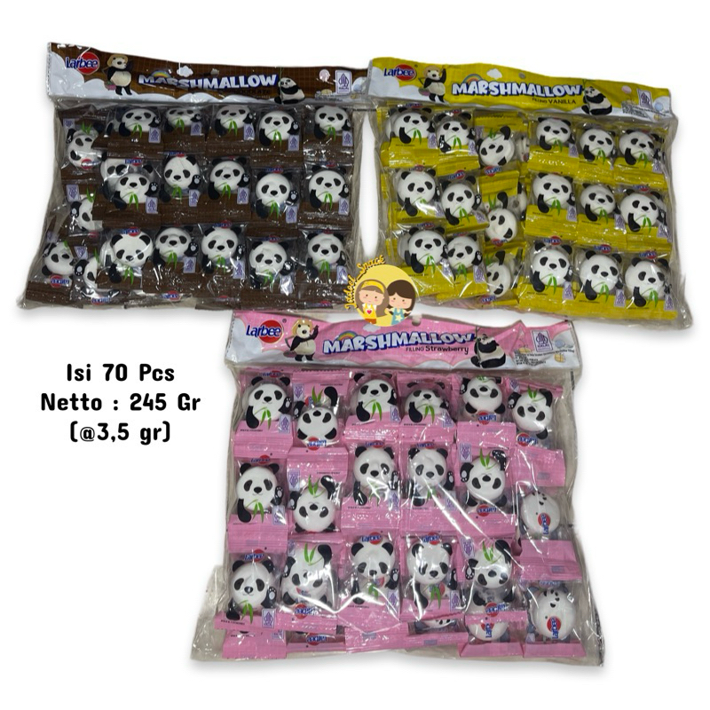 

GROSIR - MARSHMALLOW PANDA 70 X 3.5 Gr Rasa Cokelat Strawberry Vanila by Jadoel_Snack