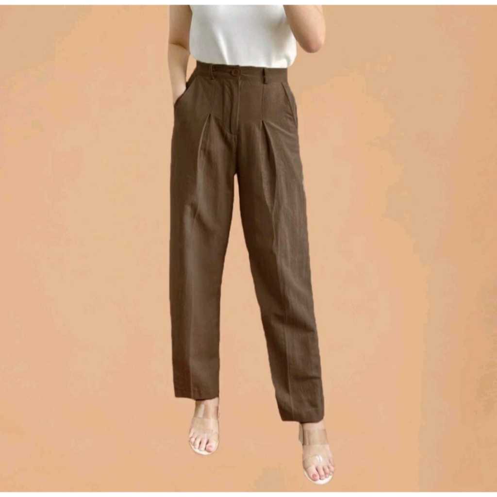 CELANA KERJA WANITA ZENTA / BAWAHAN WANITA BAGGY PANTS  BAHAN LINEN PREMIUM