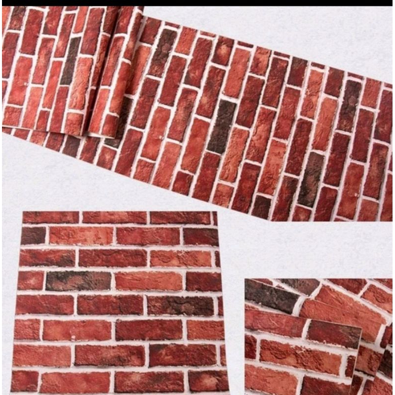 WALLPAPER STIKER DINDING BATA BAKAR MERAH