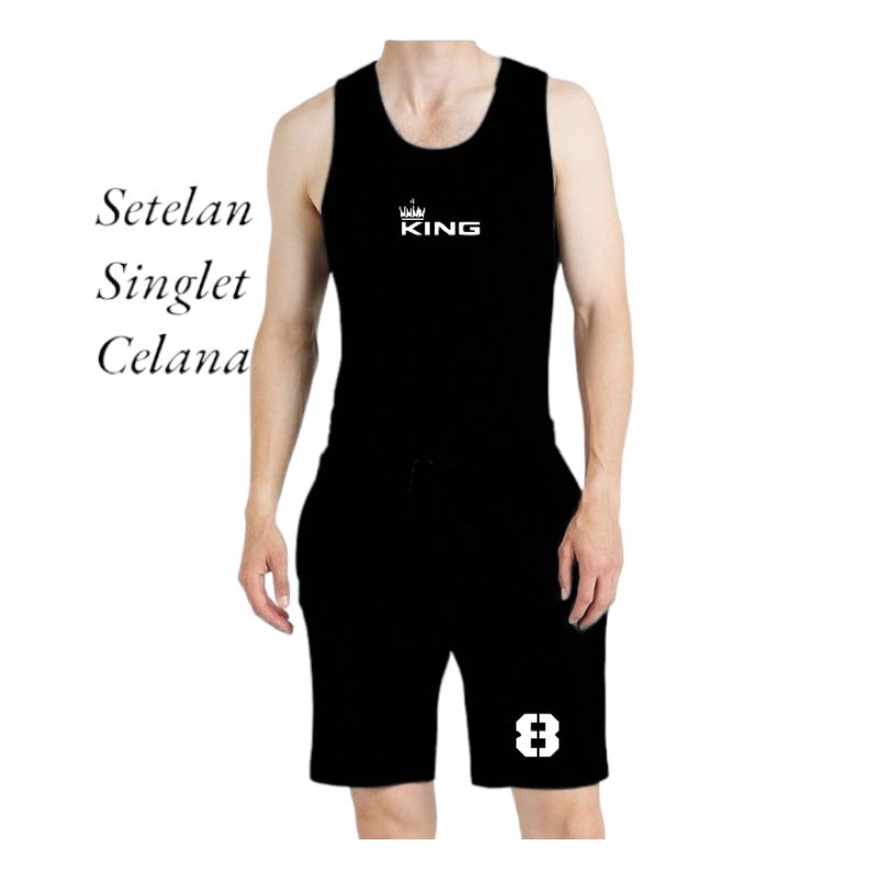 kaos distro pria setelan celana pendek model terbaru singlet tank top lekbong terlaris