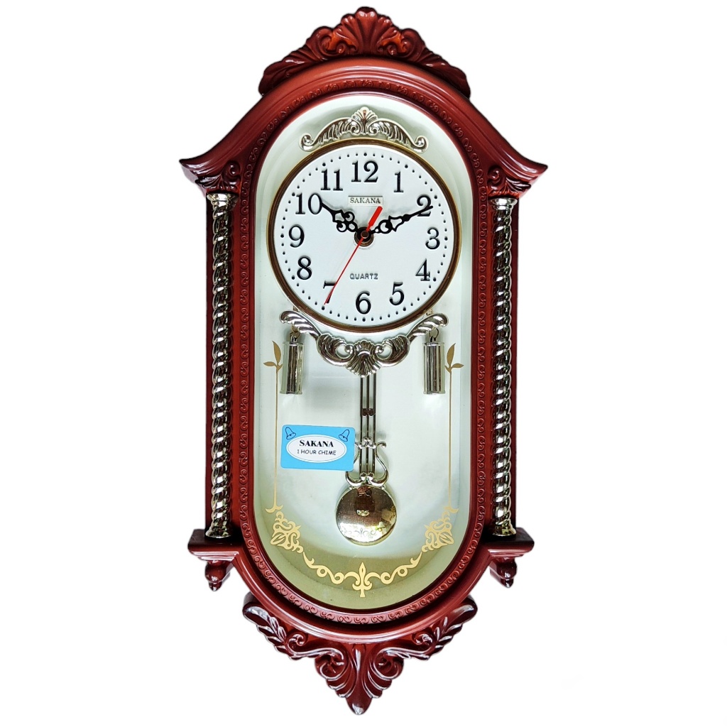 Jam Dinding Sakana Klasik Bandul Bunyi Musik Bel Melodi Tiap Jam