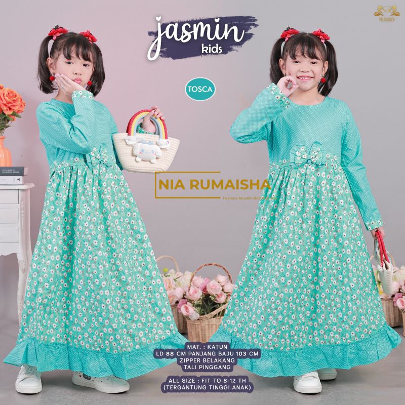 JASMIN DRES KIDS - DRES ANAK MOTIF LUCU BUNGA || MAT. KATUN || TALI PINGGANG
