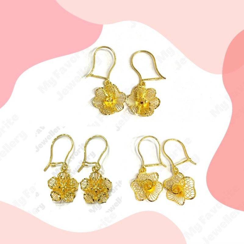 Anting Krawang Gantung Emas Asli Kadar 700 dan 875