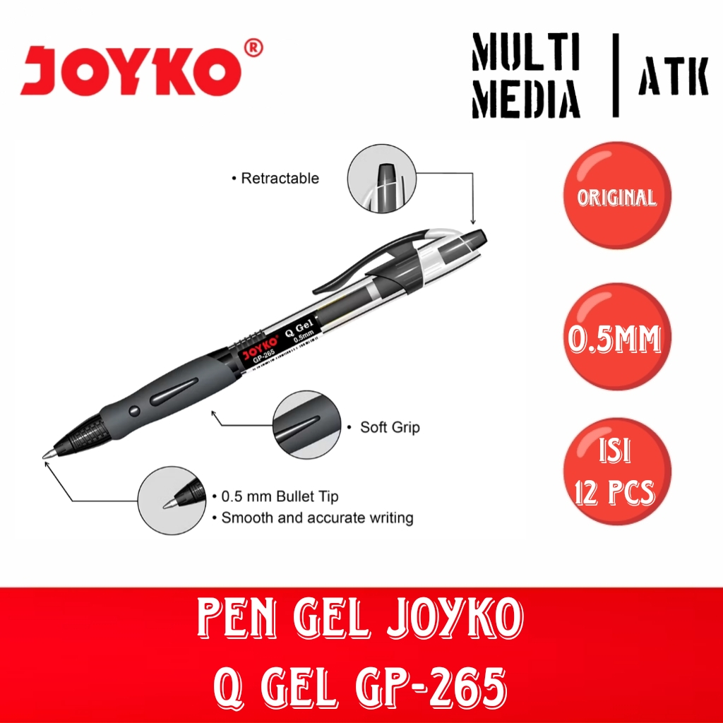 

RK GEL PEN PULPEN JOYKO Q GEL GP-265 0.5mm (ISI 12)