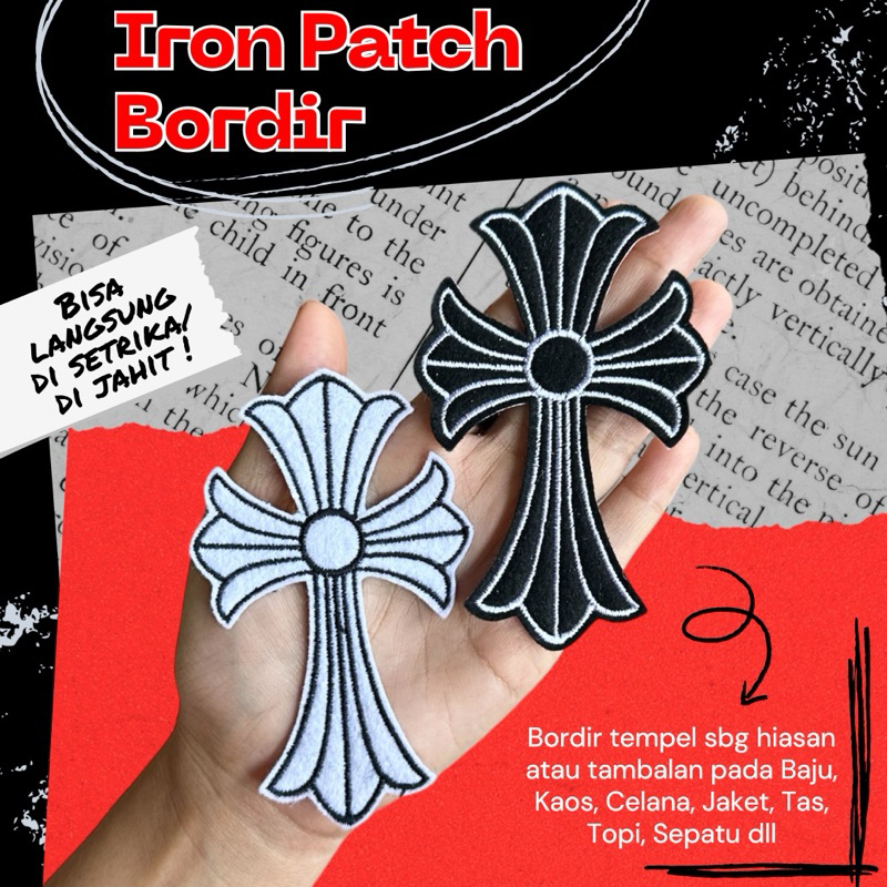 ( SDH ADA LEM ) BORDIR SETRIKA / JAHIT MURAH BORDIRAN EMBLEM JUMBO BORDIL CHROME HEARTS COWOK IRON P