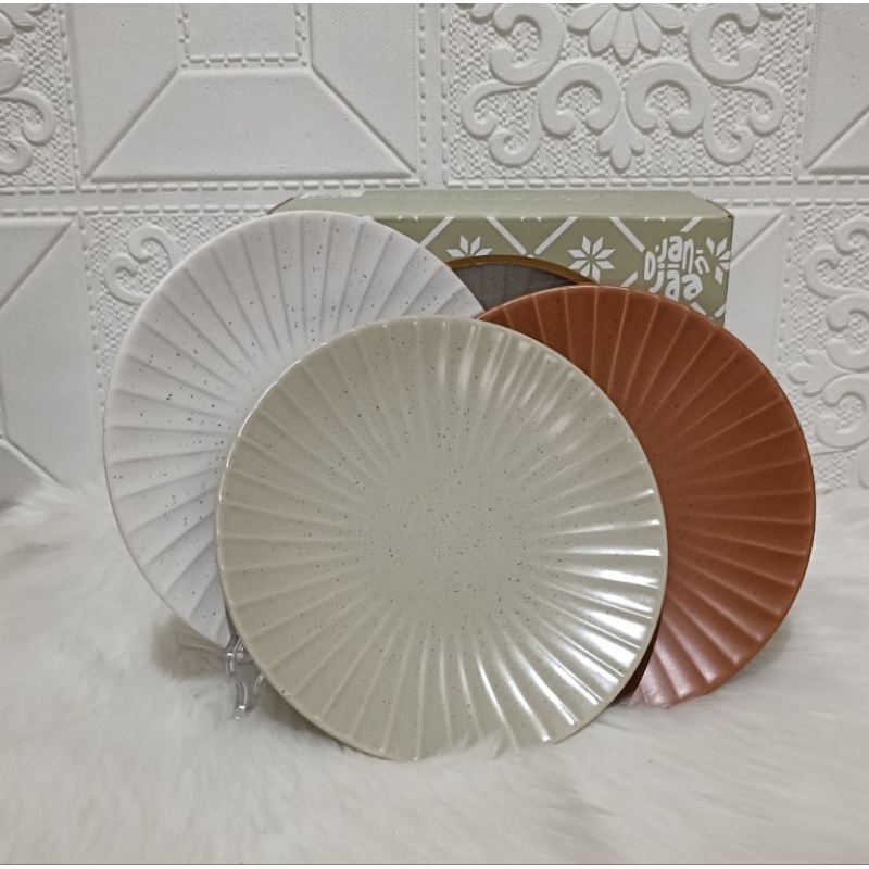 Piring Keramik - Salad Plate Of 6 pcs - Set Salad Plate Warna Sagu, Klepon dan Gambang