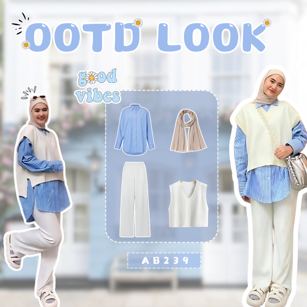 4 In 1 Set AB239 - Dazzelchic one set ootd korean style 4 in 1 setelan wanita kekinian outfit ke pan