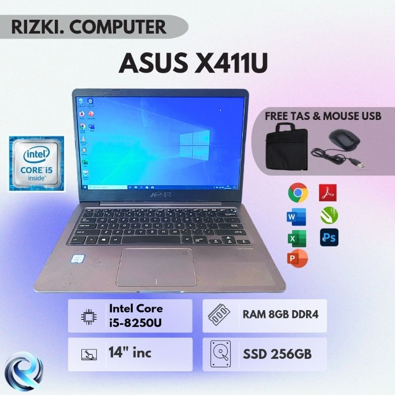 Laptop Core i5 gen 8 ASUS RAM 8GB SSD 256GB Slim