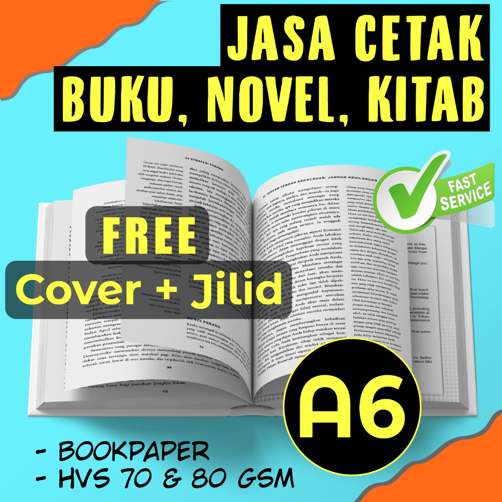 CETAK Buku Saku, Kitab ukuran A6 | Cover & Jilid FREE (GRATIS..)