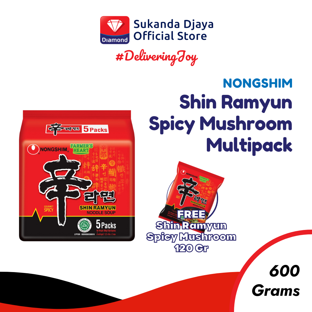 Nongshim Mie Instan Shin Ramyun Spicy Mushroom Multipack [FREE 1 PCS]