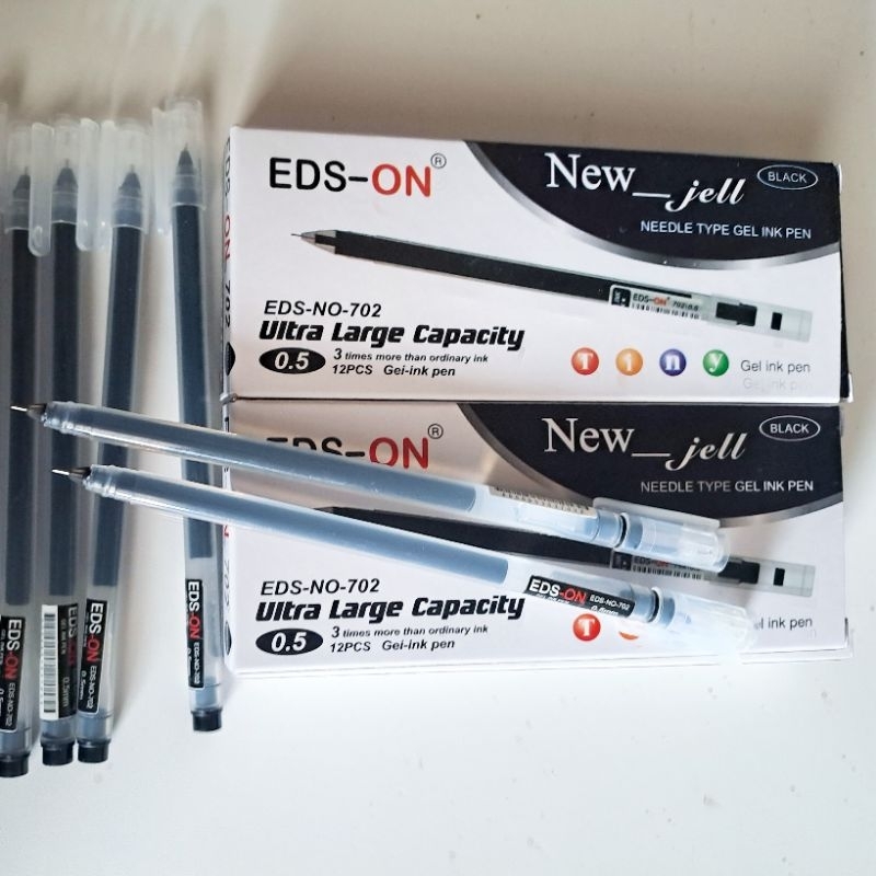 

1 Lusin Pulpen Bolpoin gel-ink EDS-On new jell Mata Pena 0,5mm Warna Tinta Hitam