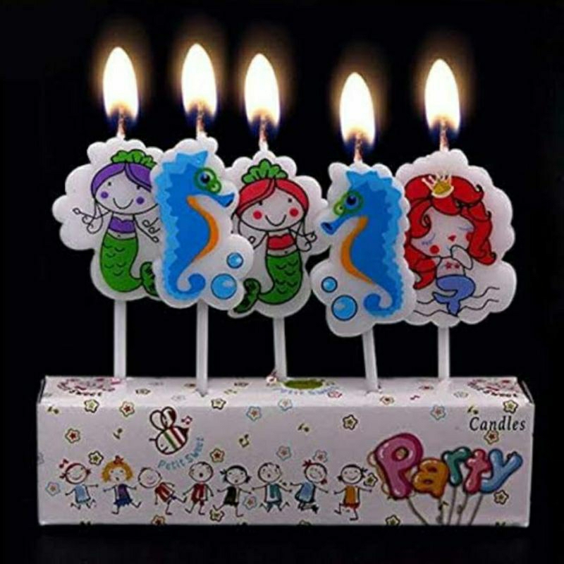 Lilin ulang tahun karakter putri duyung mermaid kuda laut seahorse animal binatang laut under the se
