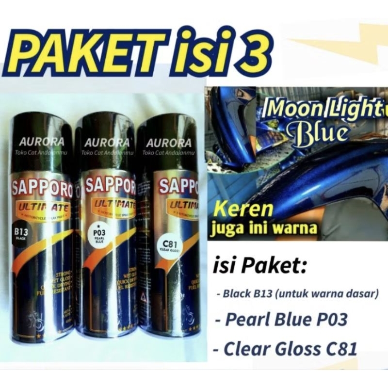 Paket Pylox Sapporo Ultimate Moonlight Blue B13+P03+C81 .moon blue sapporo paket isi 3
