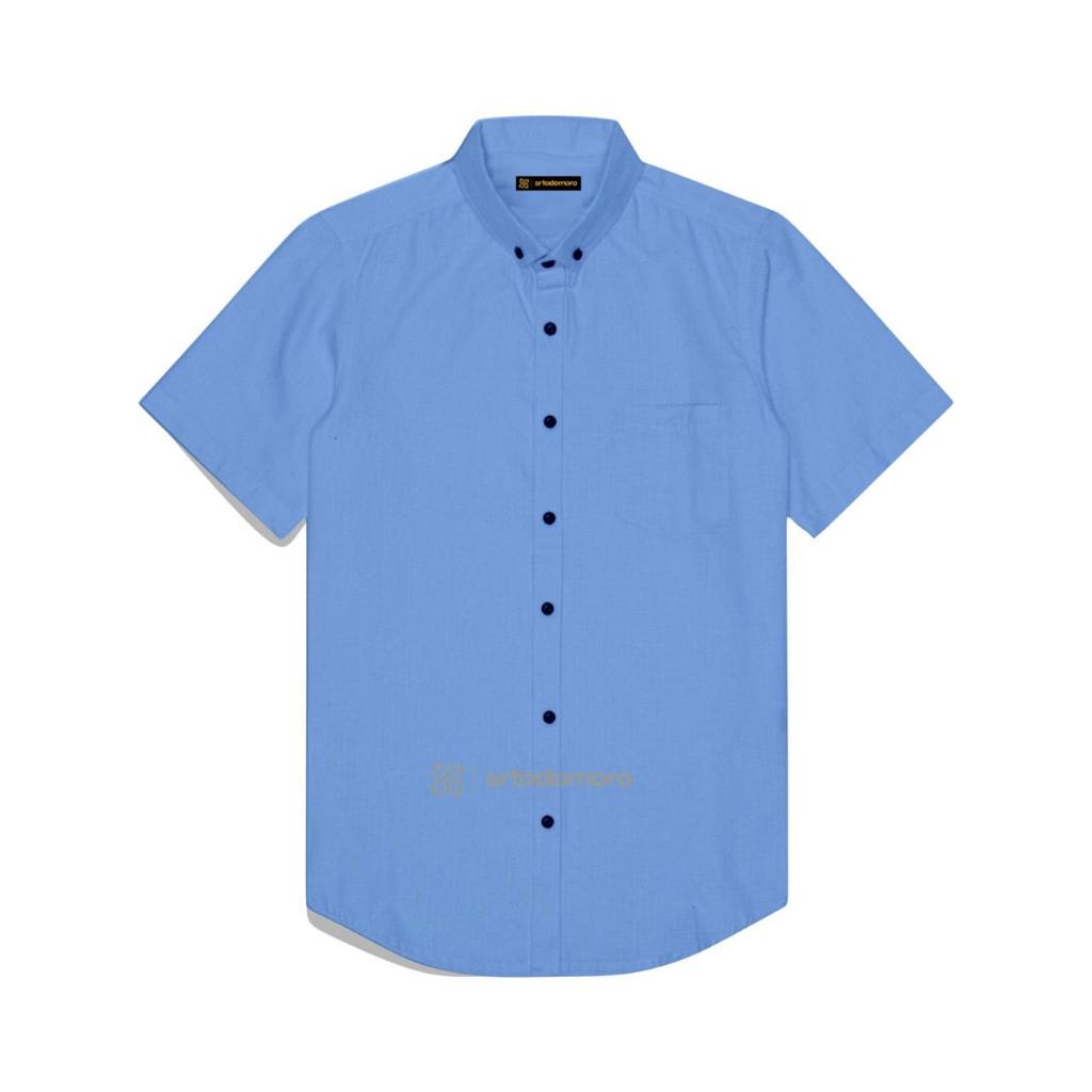 Artodomoro Kemeja Polos Pria Lengan Pendek Softblue
