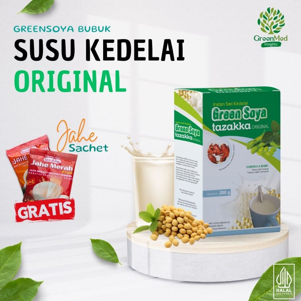 

Green Soya Original Susu Kacang Kedelai Murni Bubuk Protein Tazakka 200gr Minuman Herbal Kesehatan