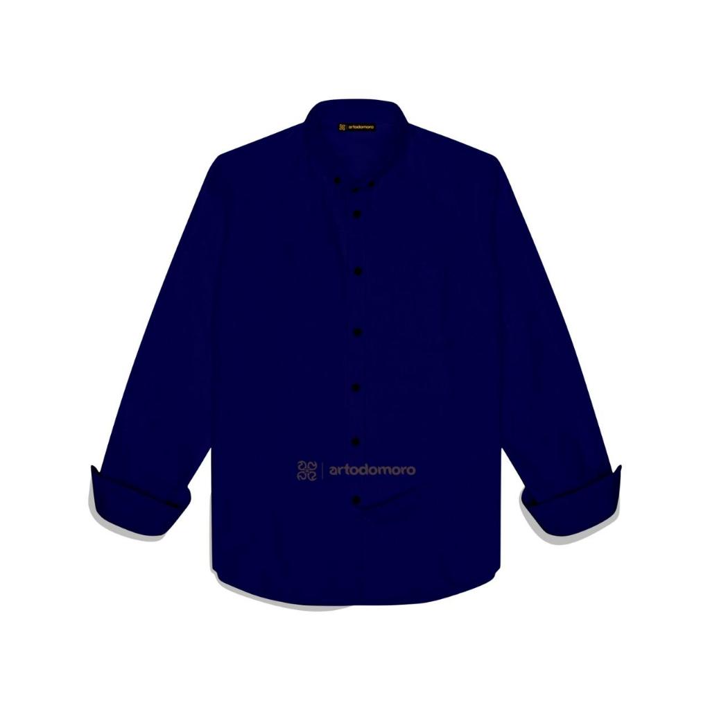 Artodomoro Kemeja Polos Pria Lengan Panjang Navy