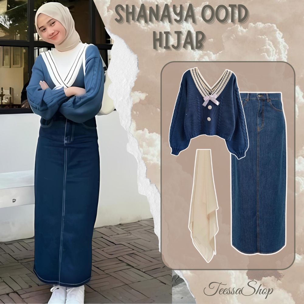 SHANAYA OOTD HIJAB 3IN1 KOREAN LOOK SANTAI STYLE ANAK MUDA SETELAN ROK REMAJA