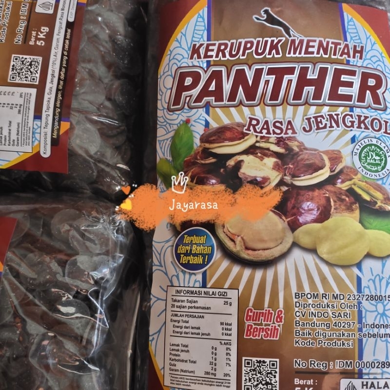 

KERUPUK JENGKOL BULAT PANTHER INDOSARI HITAM SEBLAK/ GORENG MENTAH 5Kg