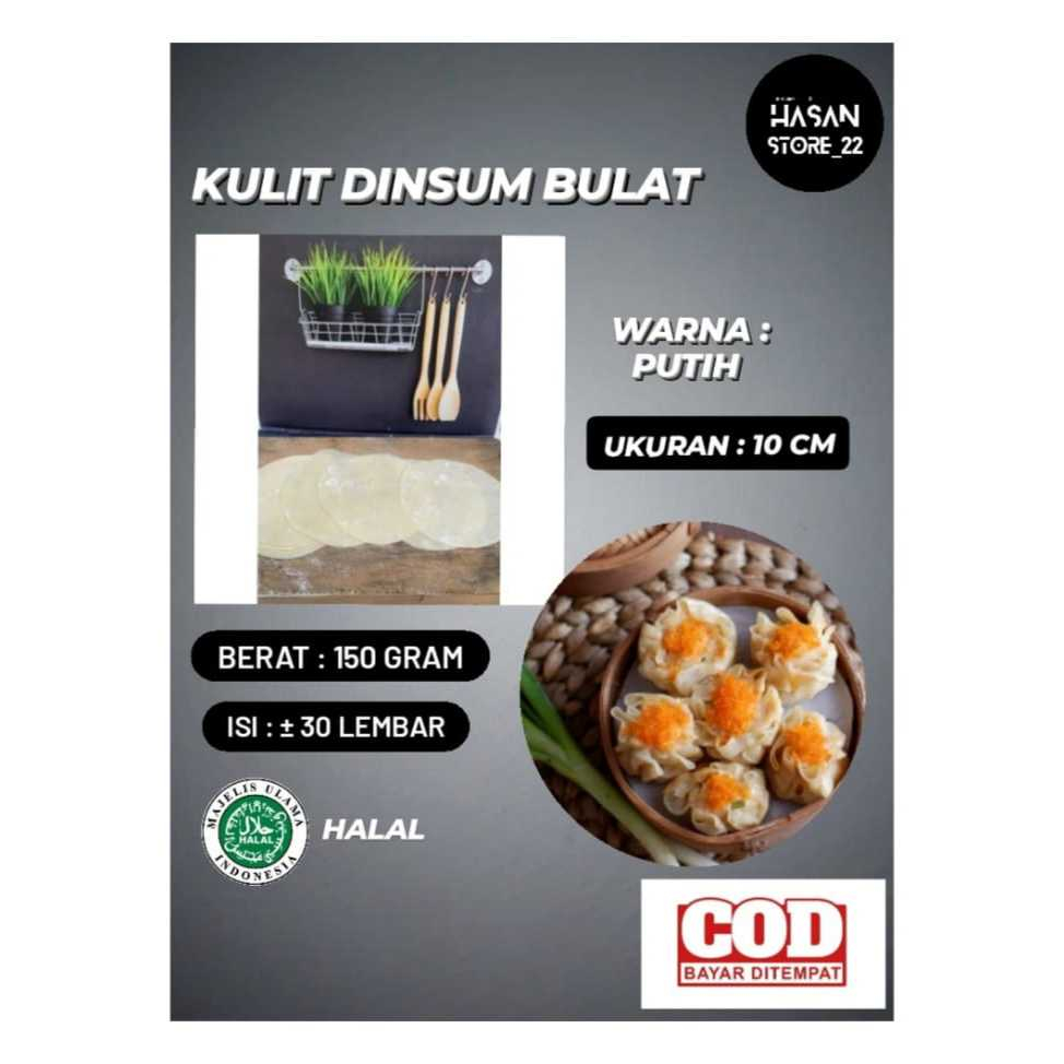 

Kulit Dimsum Bulat Diameter 10cm Warna Putih kemasan 150gram Tipis Enak Halal Kulit Siomay Gyoza Bulat