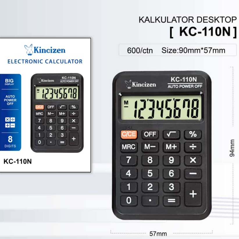 

Original Kalkulator KINCIZEN KC 110 N Calculator 8 Digit KC-110N KINCIZEN 110N