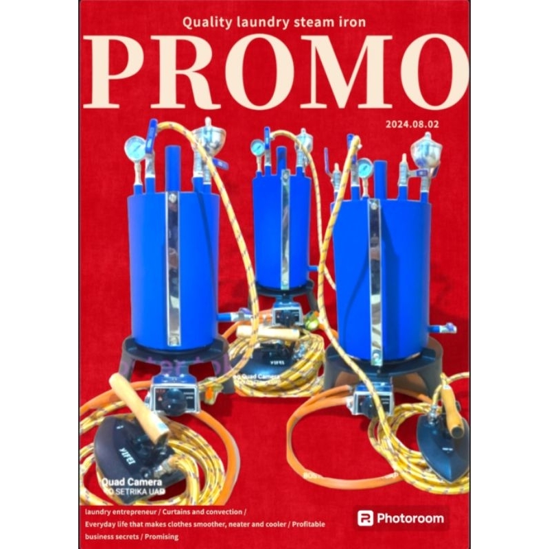 Setrika Uap Boiler Laundry 20 Liter 2 Kepala Setrika Lengkap