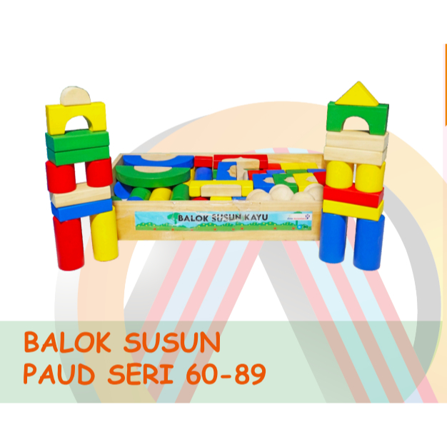 Mainan Alat Peraga Edukatif DAK - Balok Susun PAUD Seri 60-89 (kayu) - ASAKA-TOYS