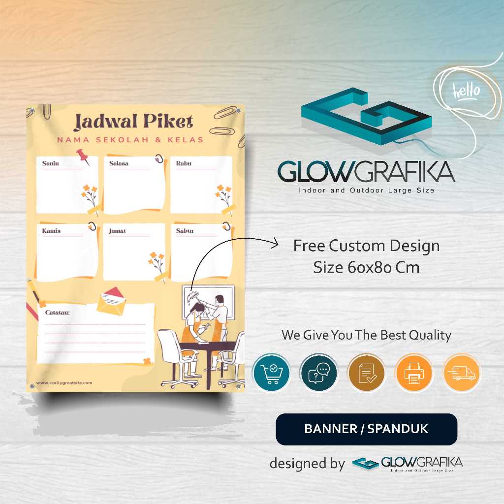 Print Spanduk Custom Pastel Kreatif Jadwal Piket Kantor