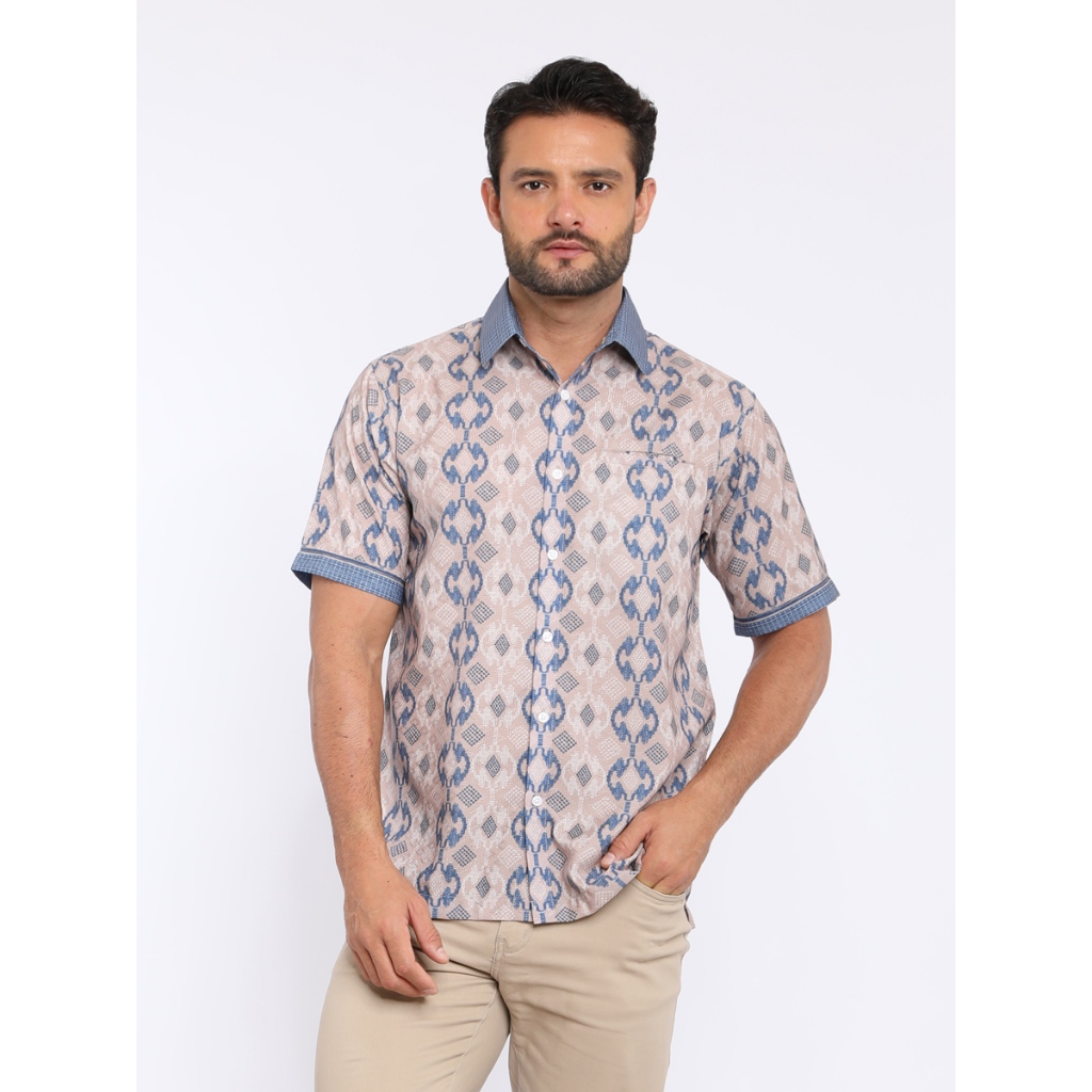 M2menstyle Zayyan Sapphire Kemeja Pria Lengan Pendek Nude
